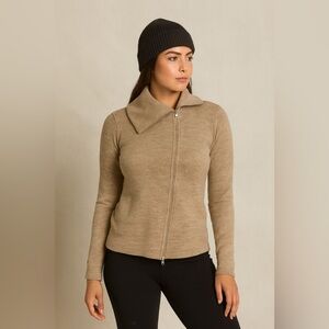 Kuhl Tan Wool Zip Sweater Merino Wool Jacket Cozy Outdoor Fall Size Small